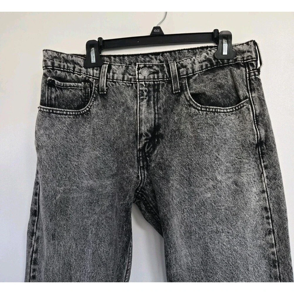 Levi’s 512 Mens Jeans Size 32x36 Grunge Slim Taper  Acid Washed Black Grey